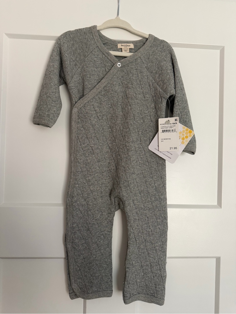 Burt's Bees Quilted Heather Grey Footed-Free One-Piece
